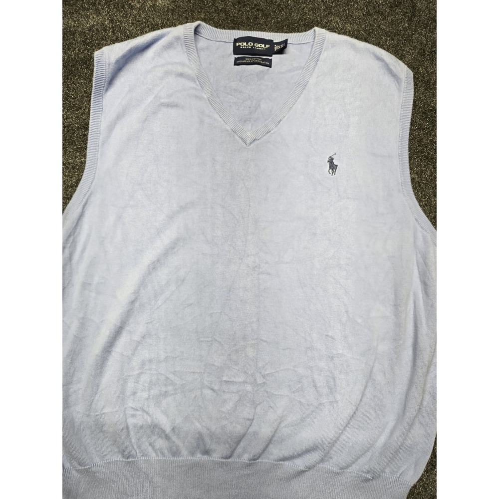 Polo Golf Ralph Lauren Men's 100% Cotton Blue Sweater Vest‎ Size XXL